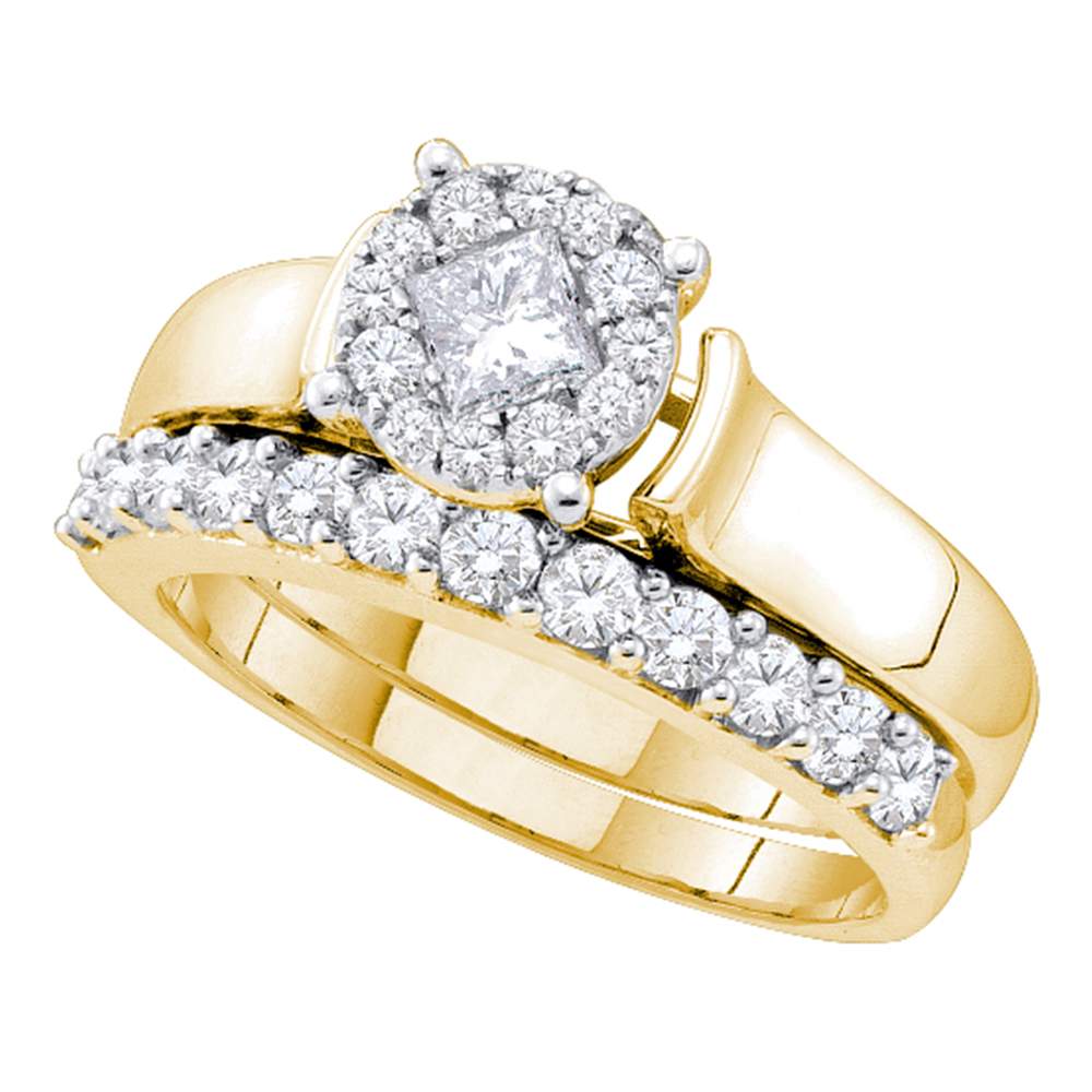 Huidige zeewier salaris 14kt Yellow Gold Womens Princess Diamond Soleil Bridal Wedding Engagement  Ring Band Set 1.00 Cttw - Prestige Jewelry