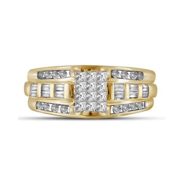 14kt Yellow Gold Womens Princess Diamond Cluster Bridal Wedding Engagement Ring 1/2 Cttw - Size 8 - Image 2