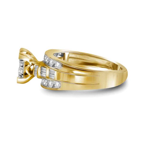 14kt Yellow Gold Womens Princess Diamond Cluster Bridal Wedding Engagement Ring 1/2 Cttw - Size 8 - Image 3