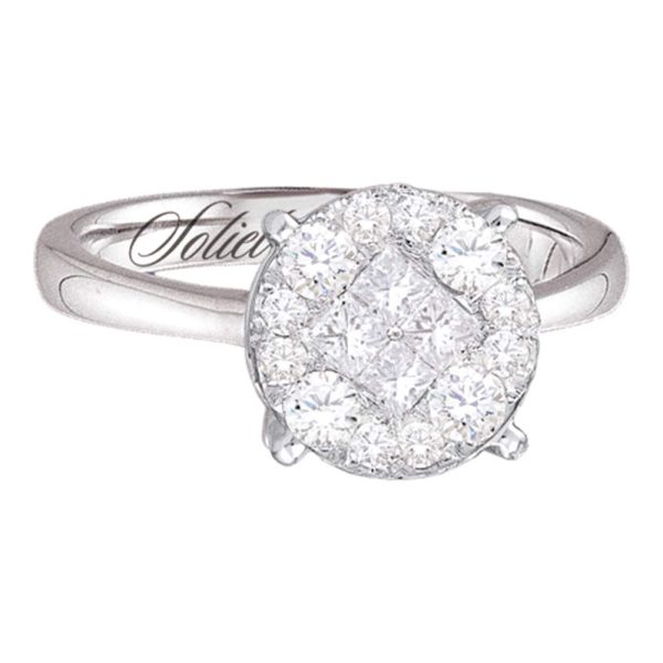 14kt White Gold Womens Princess Diamond Soleil Bridal Wedding Engagement Ring 1/2 Cttw