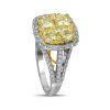 14kt White Gold Womens Round Yellow Diamond Cluster Bridal Wedding Engagement Ring 2-1/5 Cttw - Image 3