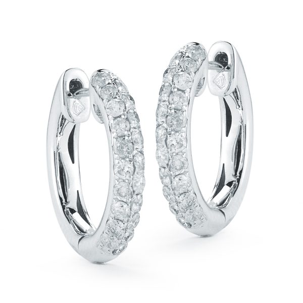 Pave Set Huggies Made In 14K White Gold