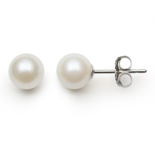 14KT WG AKOYA ROUND EARRINGS 5-6 MM