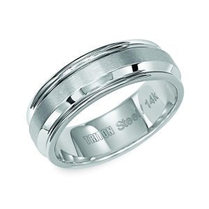 7mm Flat with Bevel Center and Round Rims Stainless Steel Comfort Fit Band.