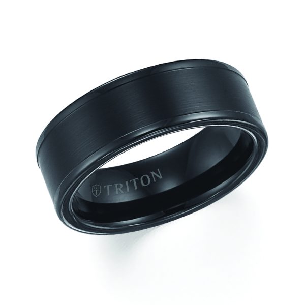 Tungsten Carbide Satin Finish Flat Center with Bright Polish Round Edges Comfort Fit Wedding Band
