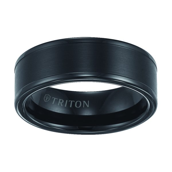 Tungsten Carbide Satin Finish Flat Center with Bright Polish Round Edges Comfort Fit Wedding Band - Image 3