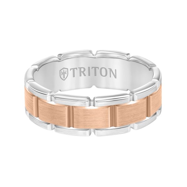 Satin Finish Steel Edge Contemporary Wedding Band - Image 2