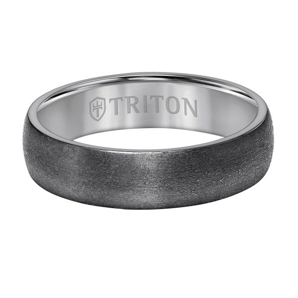 Brush Finish Flat Edge Contemporary Wedding Band - Image 2