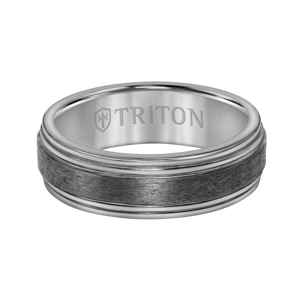 7MM Tantalumm Ring - Brush Finish Center and Round Edge - Image 2