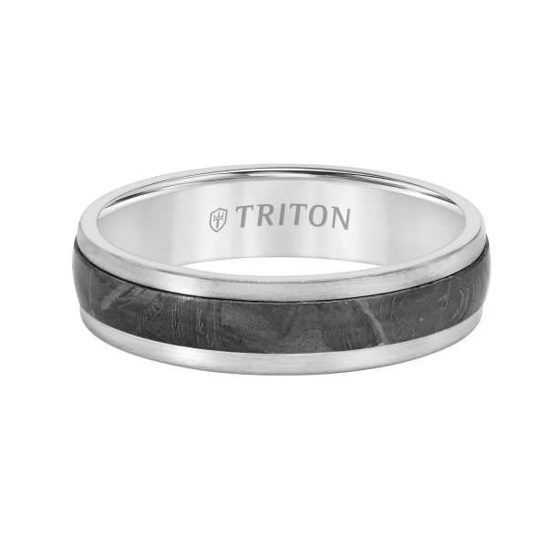 5.5MM Meteorite +14K Gold Ring - Flat Profile with Step Edge - Image 2