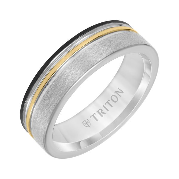7MM Tungsten Carbide Ring with Brushed Finish and Rose and White Gold
