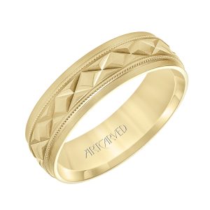 11-WV8878Y65-G.00 - ARTCARVED - Low Dome Flat Edge Carved Wedding Band