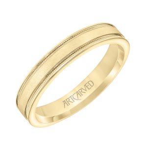 11-WV8891Y4-G.00 - ARTCARVED - 4MM Flat Edge Engraved Band with Milgrain