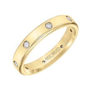 22-V8898Y4-G.00 - ARTCARVED - 4MM Flat Profile Band with 8 Diamond Accents