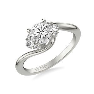 31-V1030ERW-E.00 - ARTCARVED - Classic Engagement Ring with Round Side Stones and Bypass Shank