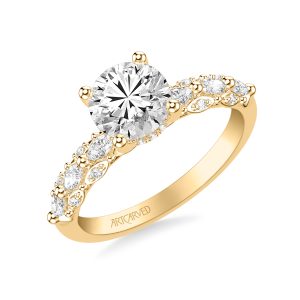31-V1078IRY-E.00 - ARTCARVED -  Classic Engagement Ring with Triple Row Prong Set Round and Marquise Diamond Shank