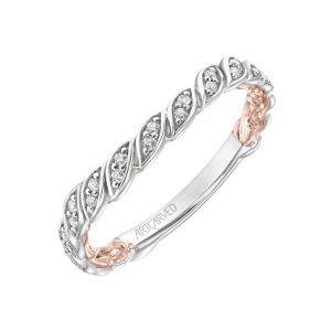 31-V916GRWRC-L.00 - ARTCARVED - Lyric Curved Wedding Band with Milgrain Vine Motif Diamond Accents