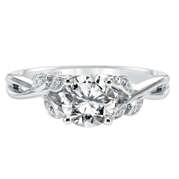 31-V317ECW-E.01 - ARTCARVED - Floral Engagement Ring with Hidden Diamond Petal Accents and Polished Bypass Shank - Image 2
